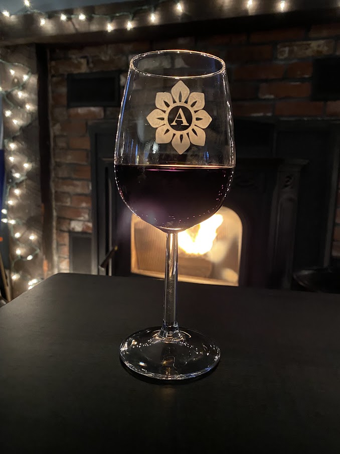 Flower Monogrammed Wine Glass