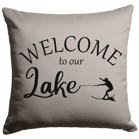Stone welcome to our lake customer pillow