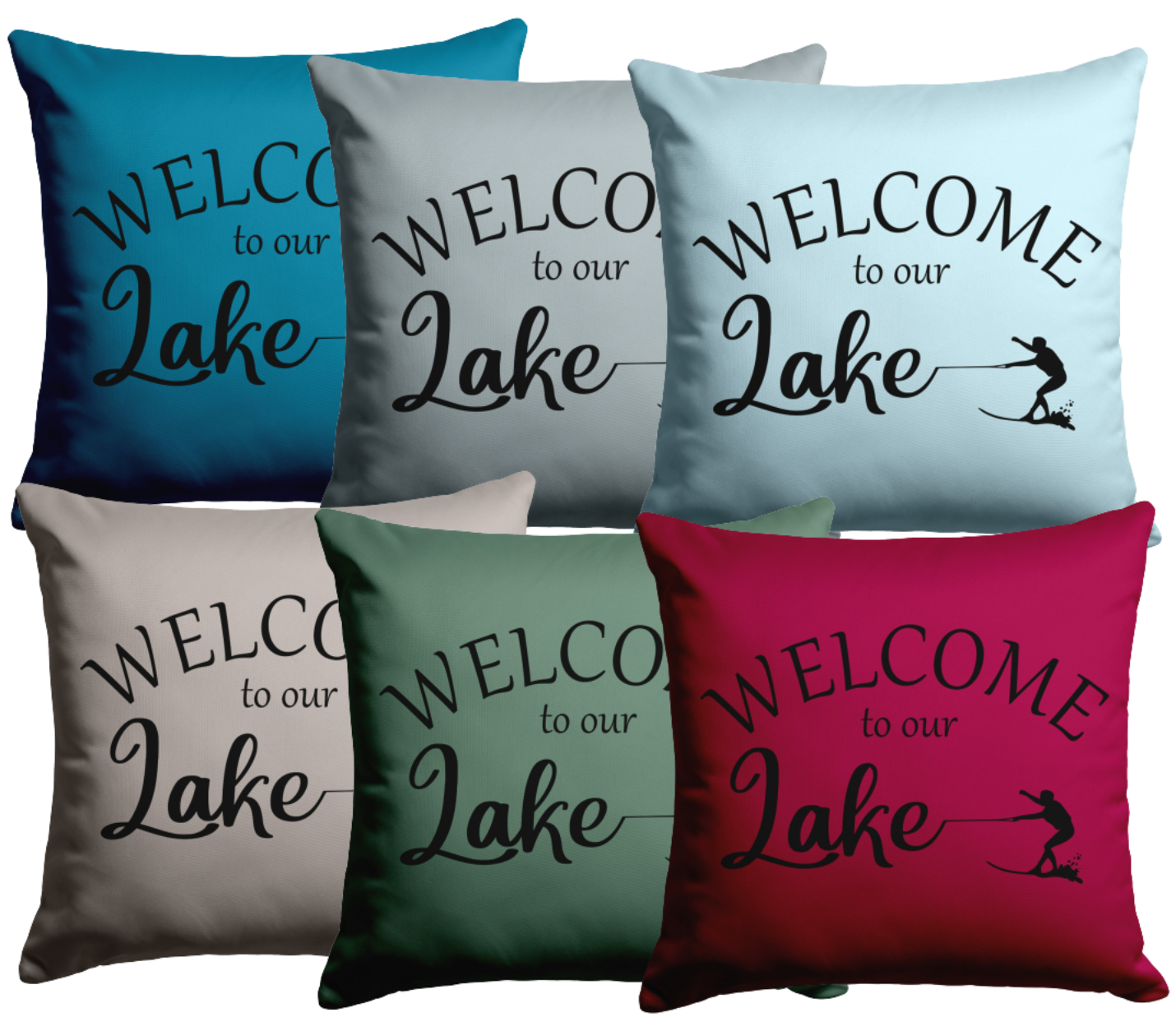 Welcome to our Lake custom pillows in 6 colors