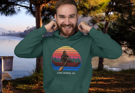add your lake, name or location to this sasquatch hoodie