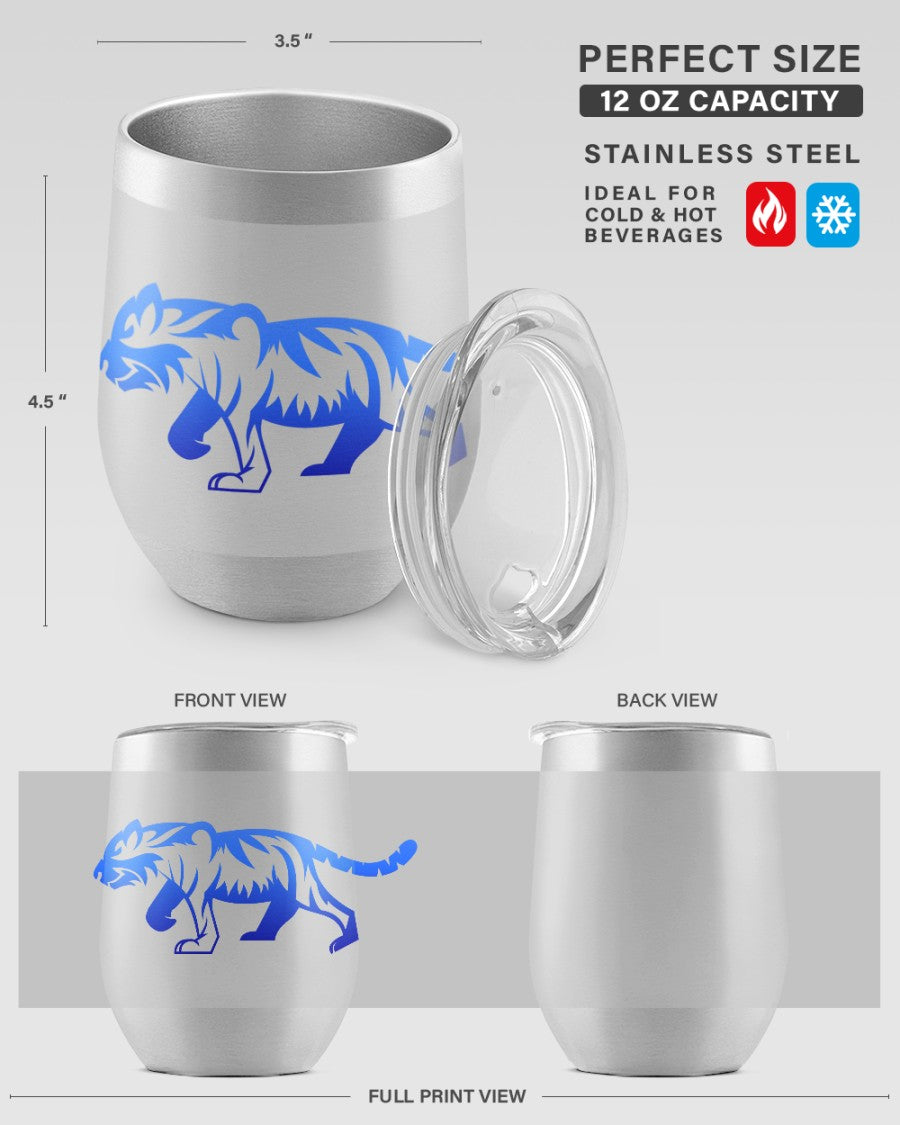 electric blue on gray wine tumbler