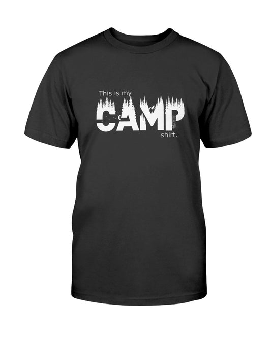 This is my camp shirt, t-shirt. white on black