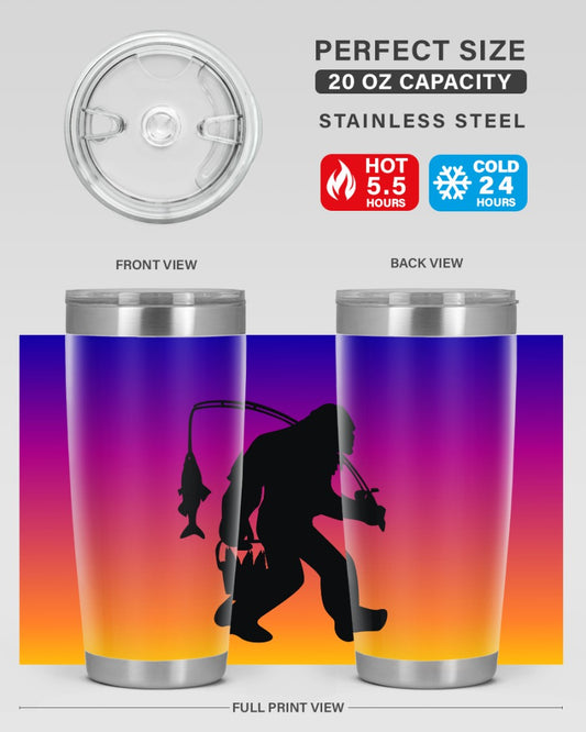 Bigfoot gone fishing tumbler