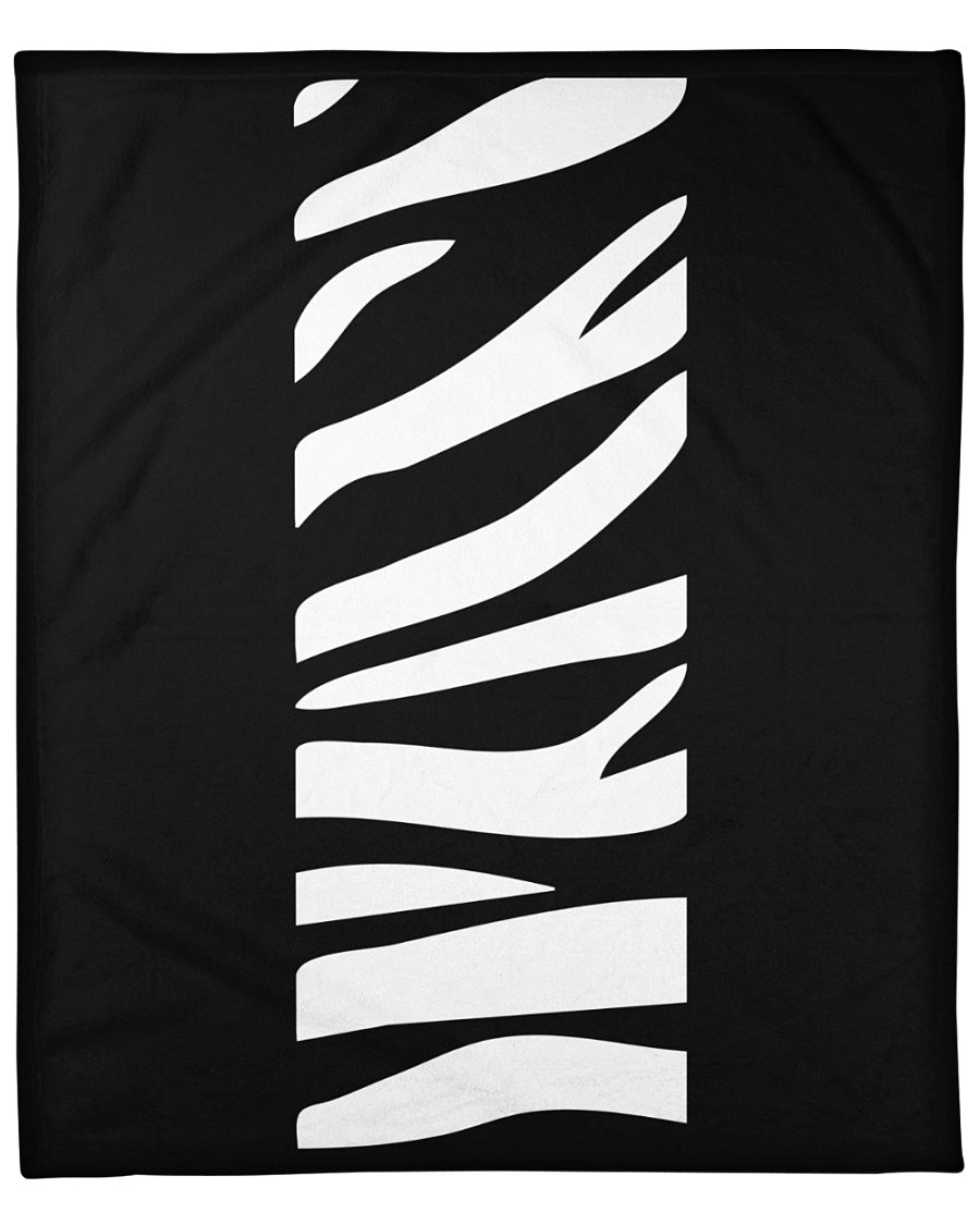 White tiger strip on black throw blanket
