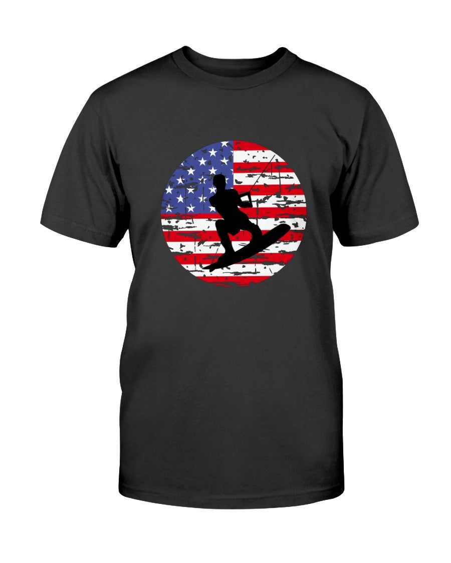 Wake Boarding in the USA graphic T-shirt black