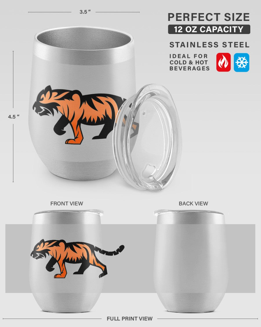 Bengal prowling tiger gray wine tumbler