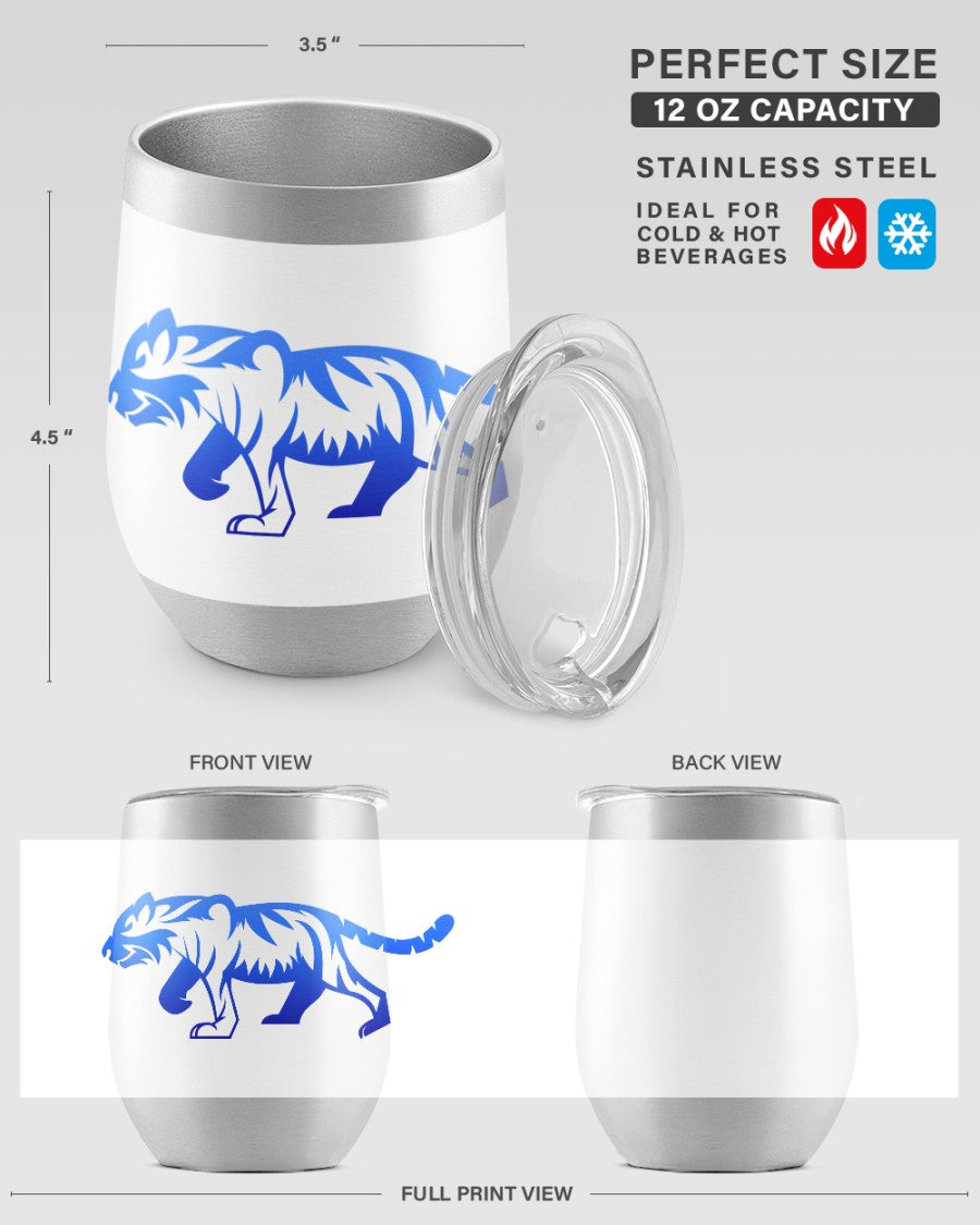 electric blue on white wine tumbler