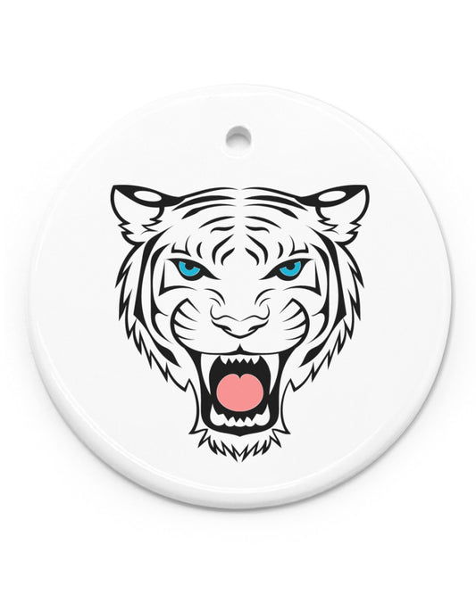 Game face tiger holiday tree ornament