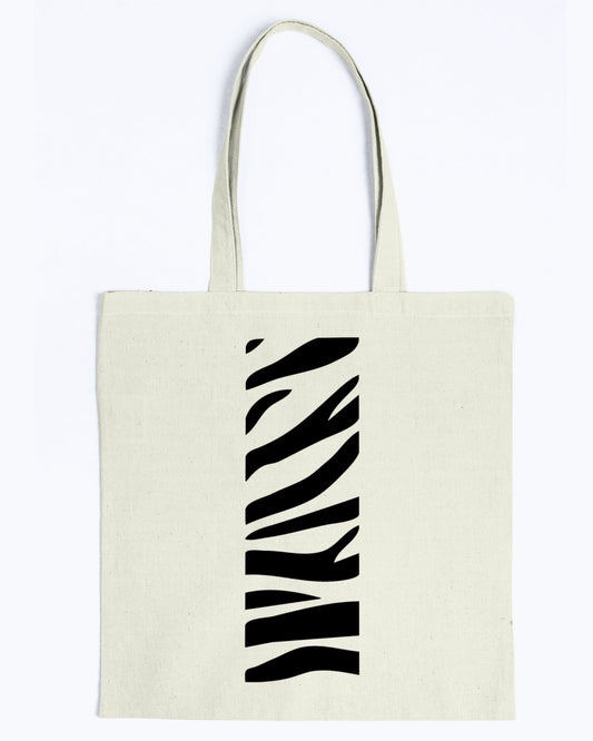white tiger stripe tote bag