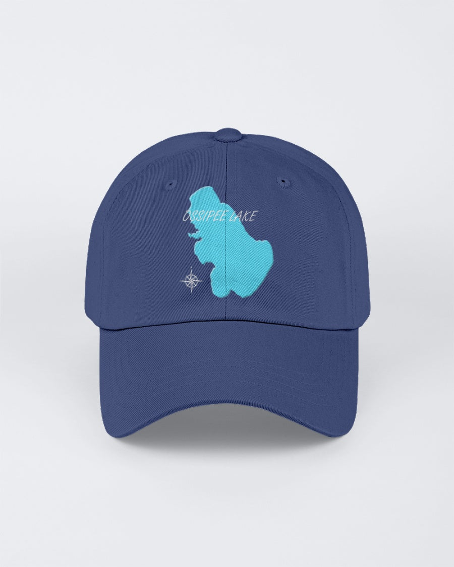 blue embroidered lake hat. find my lake