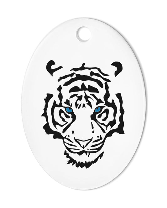 Bengal tiger stare down christmas ornament