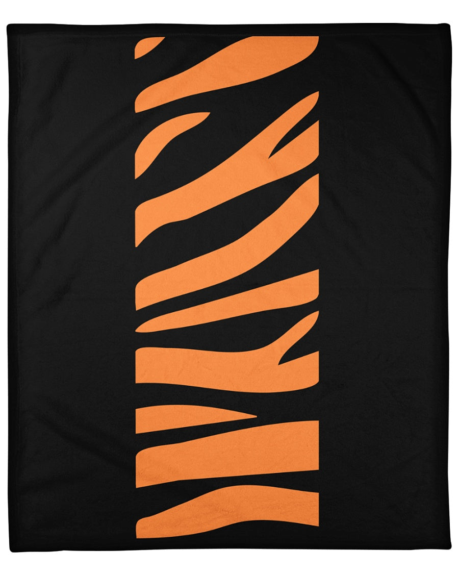 Lets Go Bengals! Orange on Black Strip throw blanket