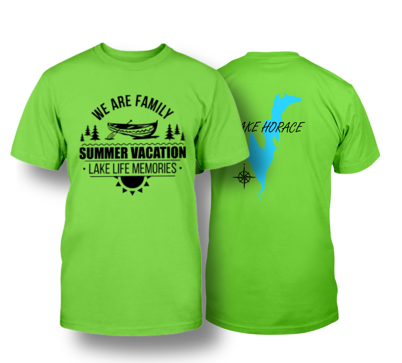 lime green we are family Lake life memories T-shirt