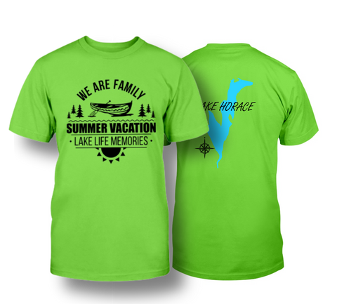 lime green we are family Lake life memories T-shirt