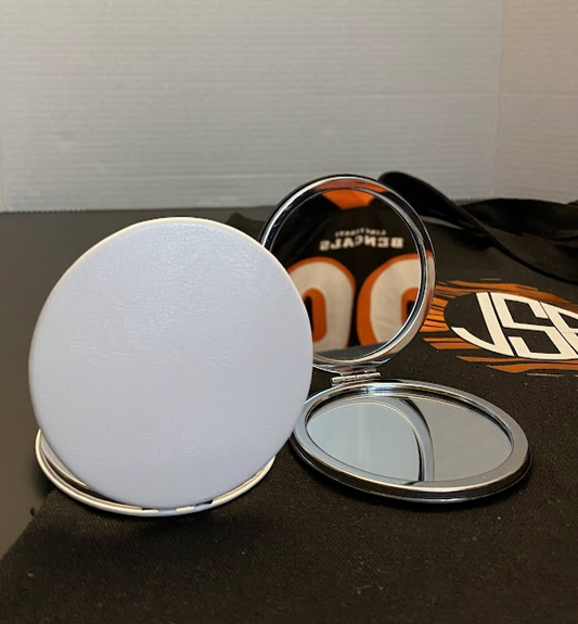 blank compact mirror raised white