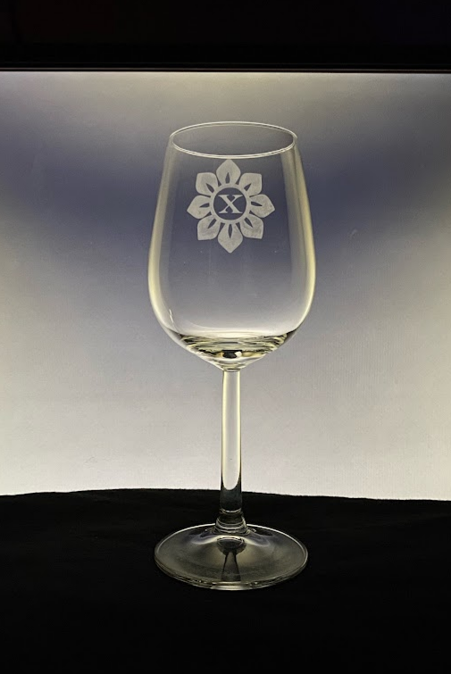 Flower Monogrammed Wine Glass
