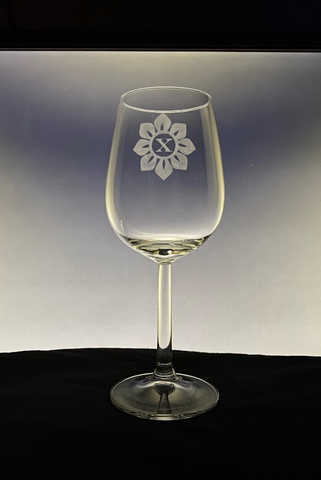 Flower Monogrammed Wine Glass