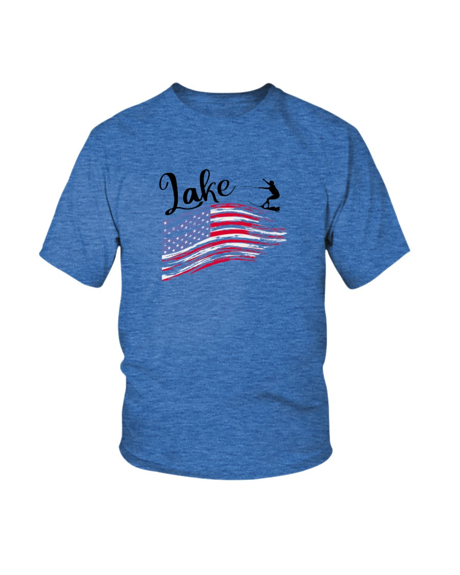Youth american flag water sport graphic T-shirt in blue