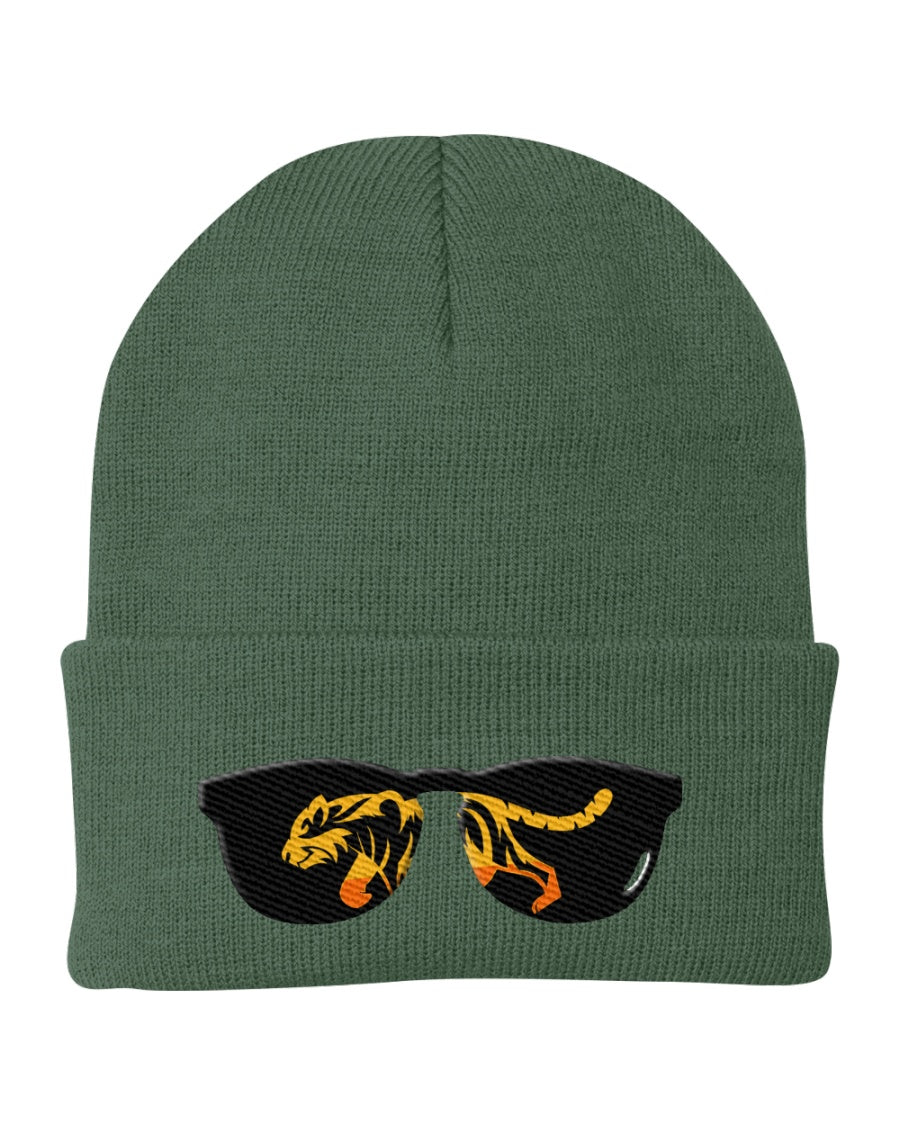 Green tiger shades knit cap
