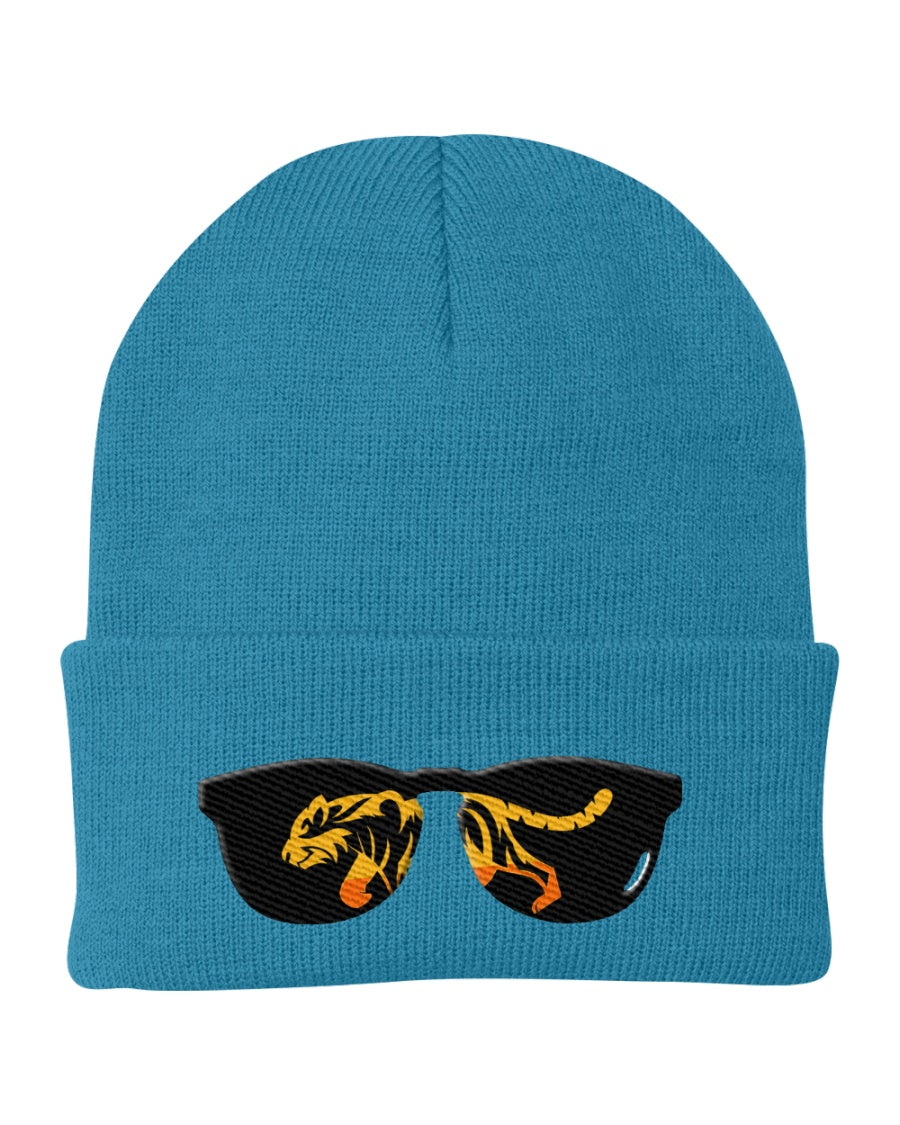 Blue tiger shades knit cap