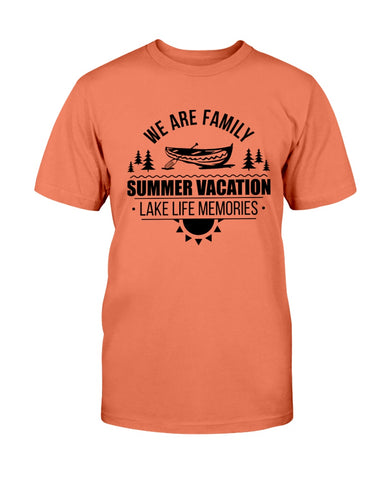 orange t- shirt. Summer vacation Lake life memories. 