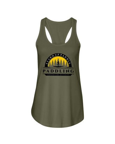women's army green stand up paddle board racer back tankb
