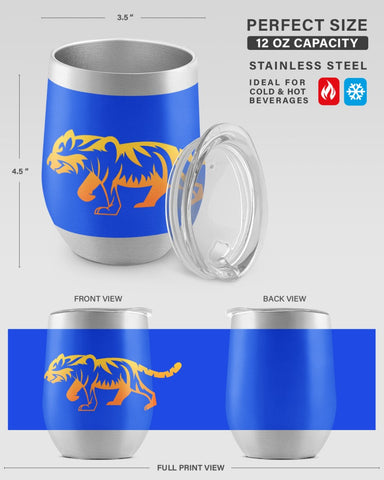 Orange on royal blue prowling tiger tumbler