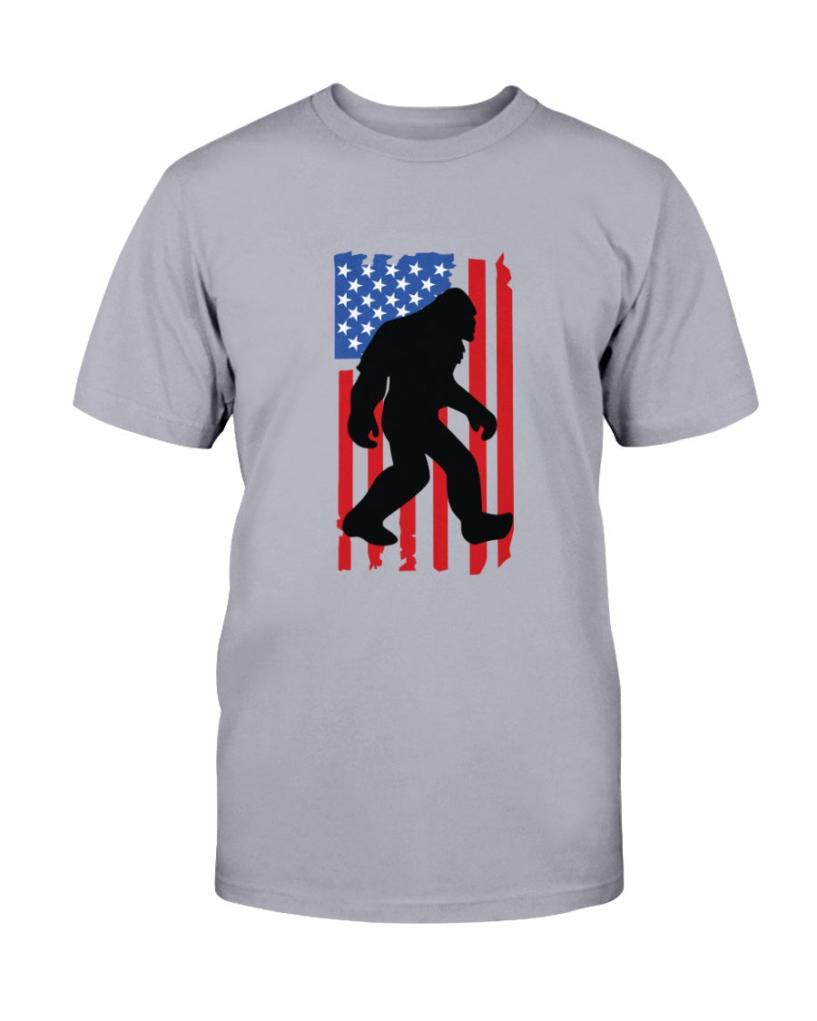 patriotic bigfoot adult T-shirt