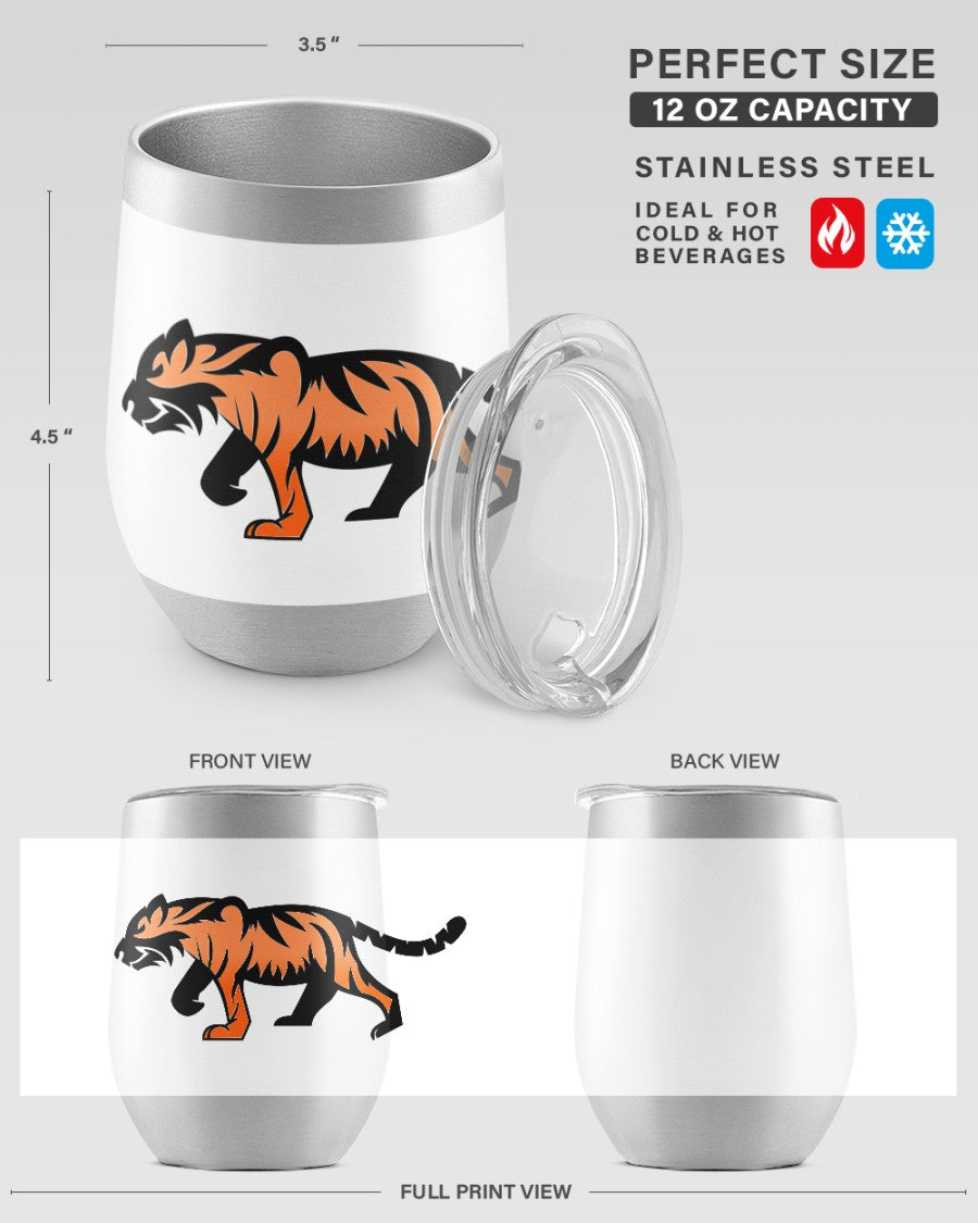Bengal tiger on the prowl wine tumbler