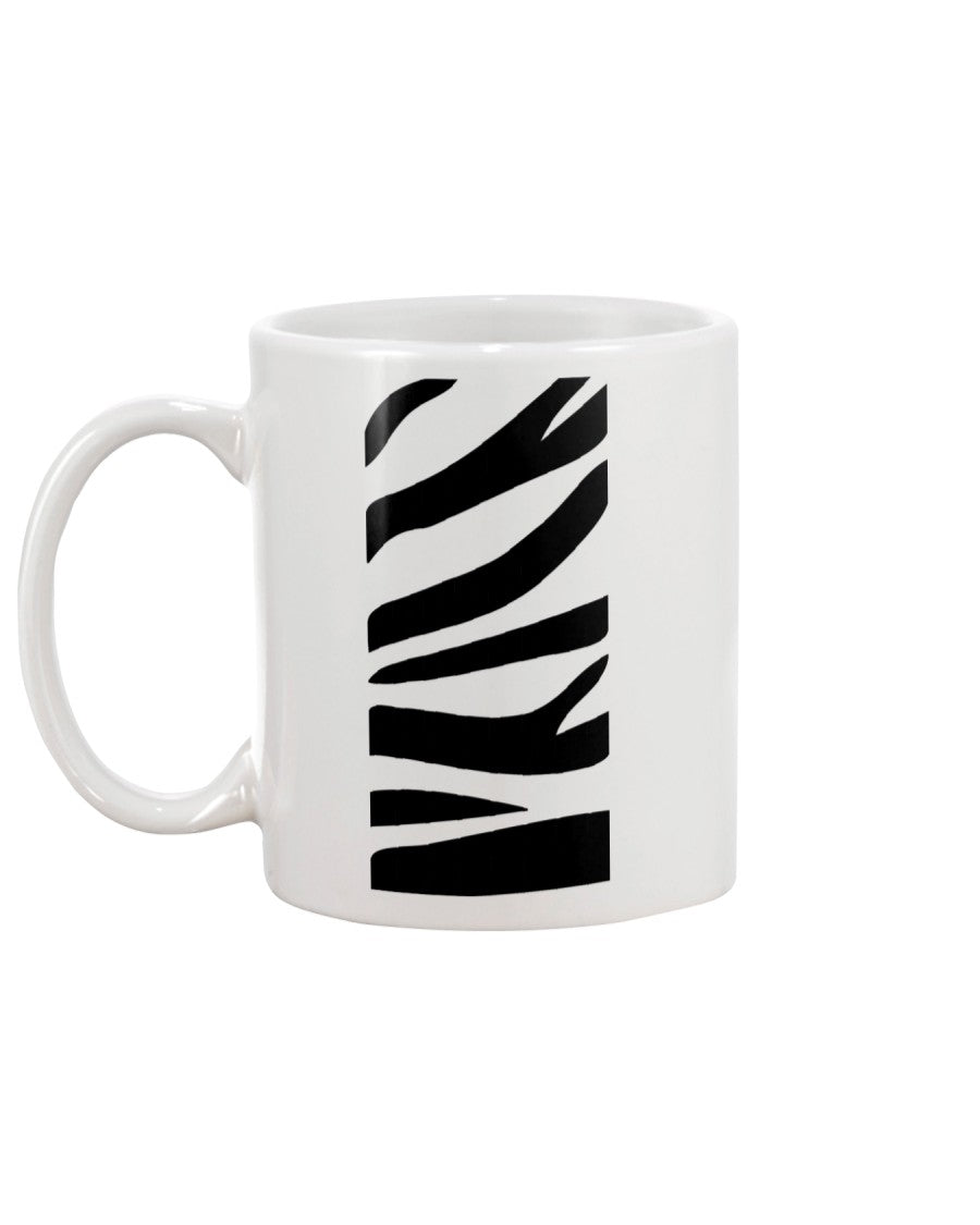Black on white tiger stripe coffee mug