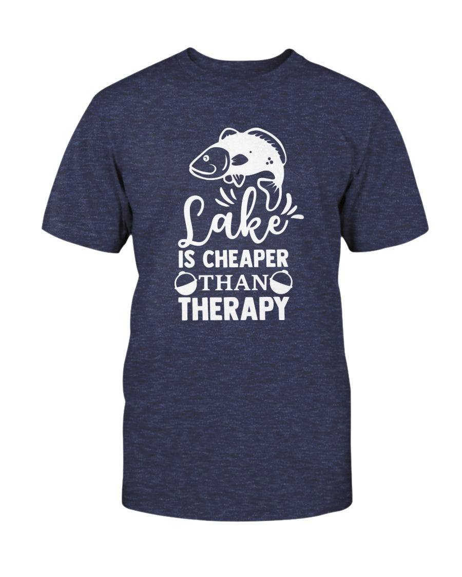 gifts for dad! lake is cheaper than therapy t-shirt.