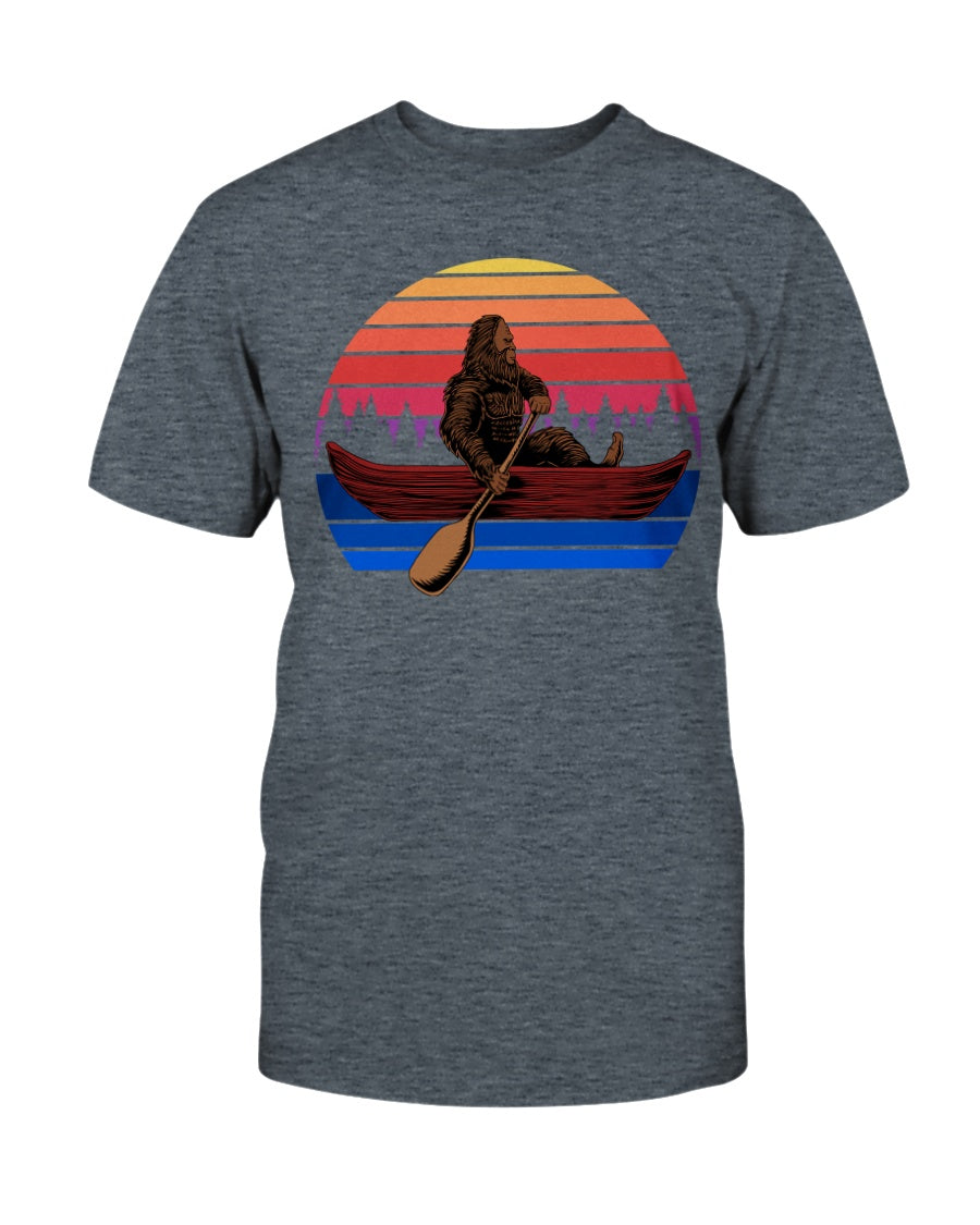 custom adult bigfoot canoe shirt in heather