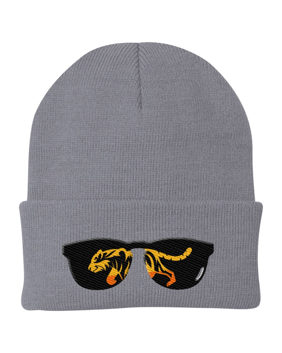 Gray tiger shades knit cap