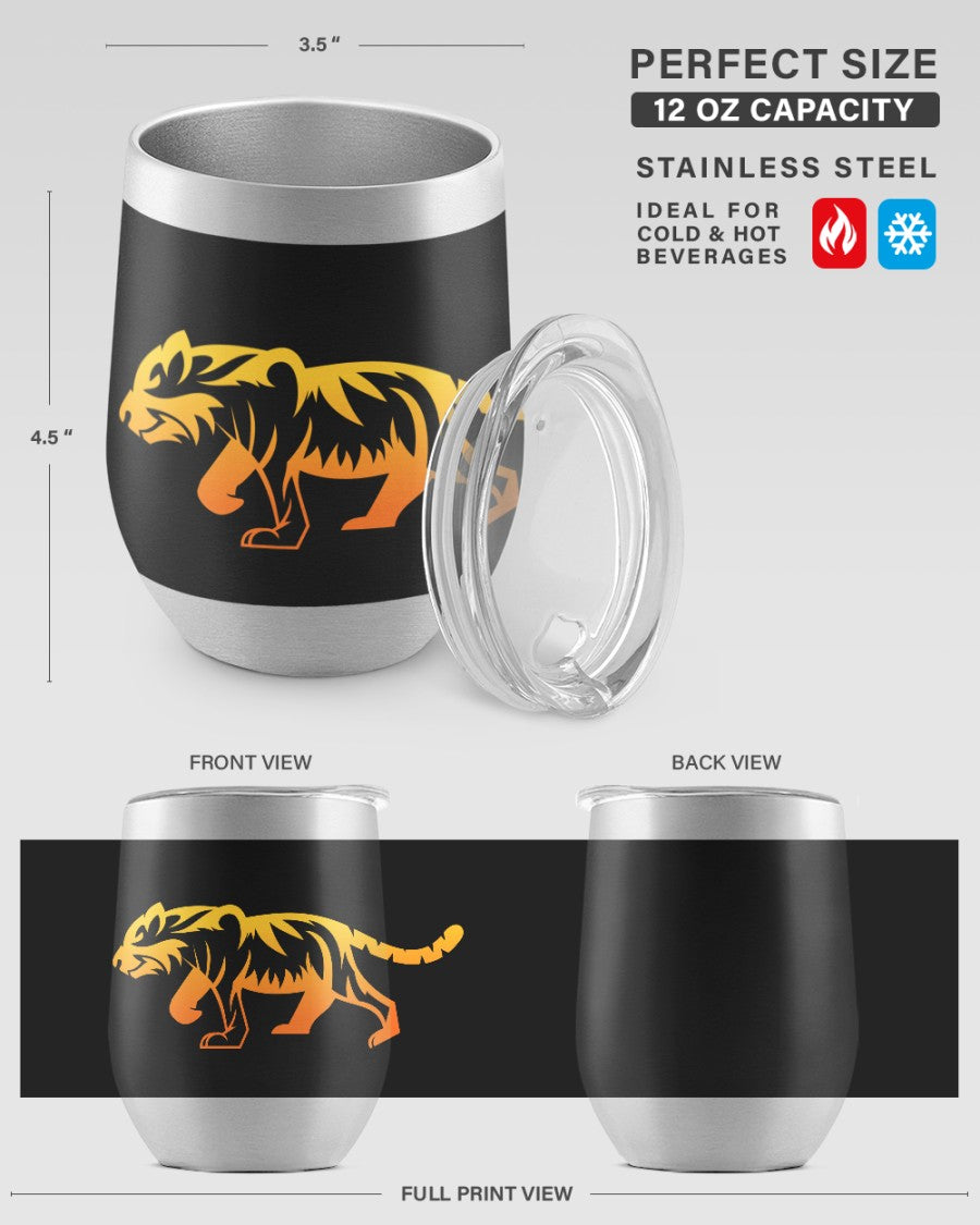 Orange on Black Prowling Tiger Tumbler