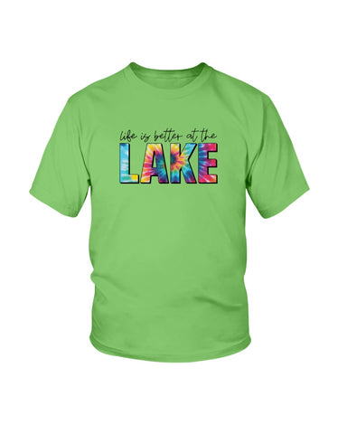 green boys tie dye t-shirt. Life is better at the lake.